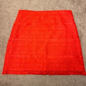 J. Crew Red Fringe A-line Skirt